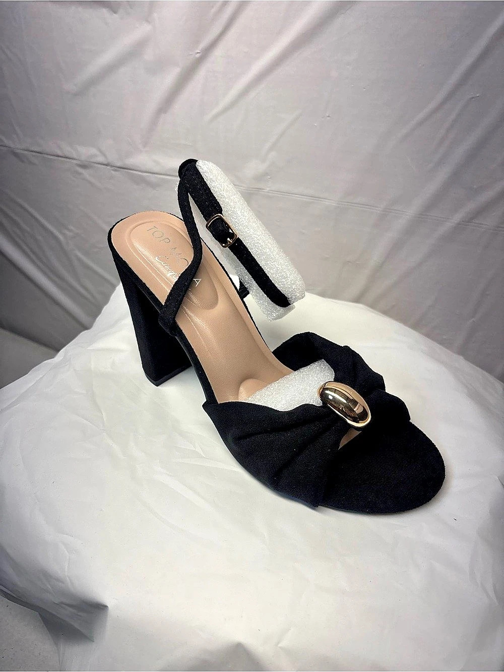 Top Moda Brooke-1 Black & Silver Heels US 6.5 Like New